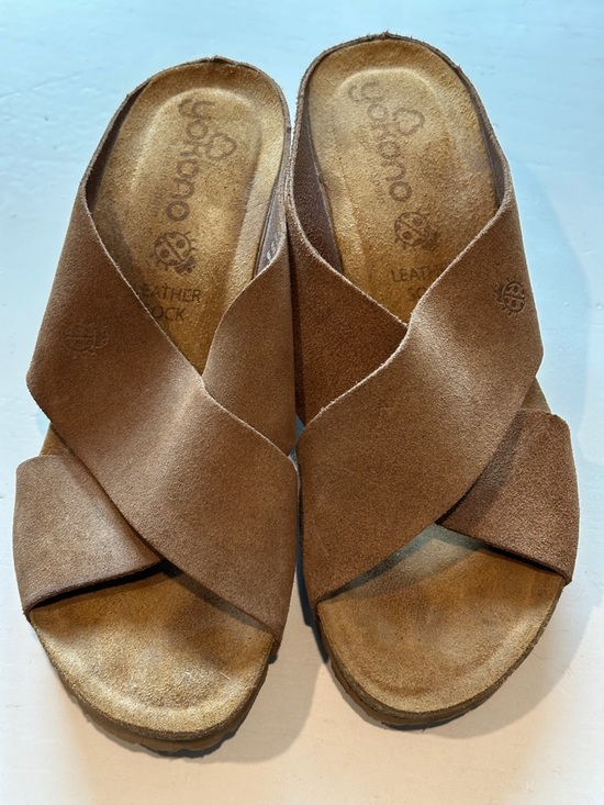 yokono Shoes - Yokono Women's Brown Suede Crisscross Slide Sandals